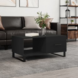 vidaXL Mesa de centro madera contrachapada negro 90x50x40 cm