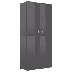 vidaXL Mueble zapatero contrachapada gris brillo 80x39x178 cm