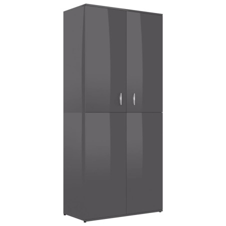 vidaXL Mueble zapatero contrachapada gris brillo 80x39x178 cm