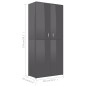 vidaXL Mueble zapatero contrachapada gris brillo 80x39x178 cm vidaXL Mueble zapatero contrachapada gris brillo 80x39x178 cm