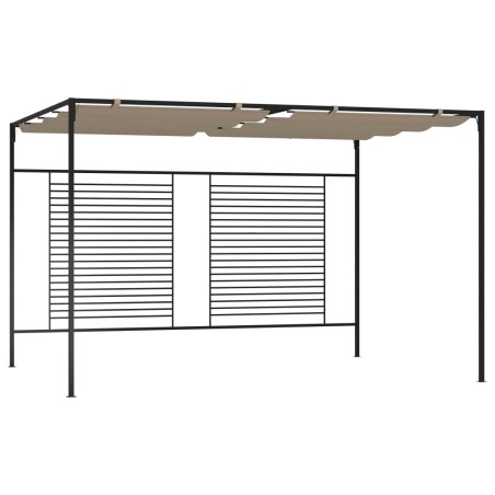 vidaXL Cenador con techo retráctil gris taupe 3x4x2,3 m 180 g/m²