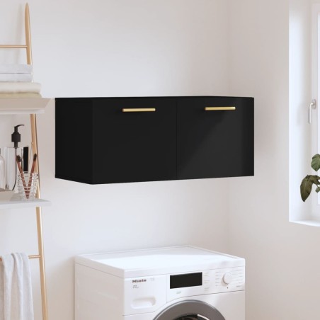 vidaXL Armario de pared madera de ingeniería negro 80x36,5x35 cm