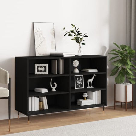 vidaXL Aparador de madera contrachapada negro 103,5x35x70 cm