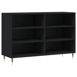 vidaXL Aparador de madera contrachapada negro 103,5x35x70 cm