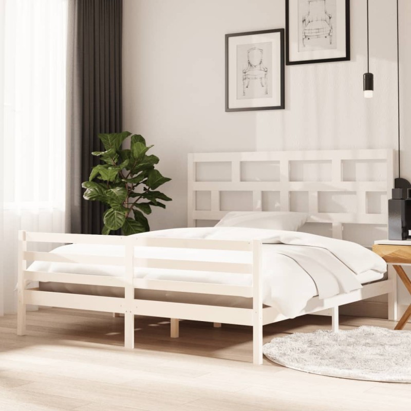 vidaXL Estructura de cama de madera maciza blanca 180x200 cm vidaXL Estructura de cama de madera maciza blanca 180x200 cm