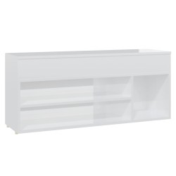 vidaXL Banco zapatero contrachapado blanco brillante 105x30x45 cm
