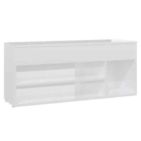 vidaXL Banco zapatero contrachapado blanco brillante 105x30x45 cm