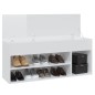 vidaXL Banco zapatero contrachapado blanco brillante 105x30x45 cm vidaXL Banco zapatero contrachapado blanco brillante 105x30x45 cm
