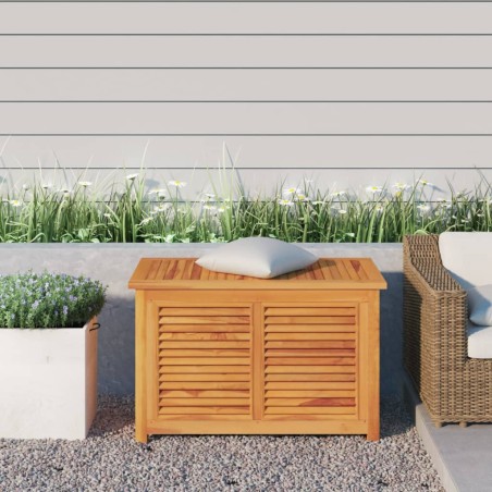 vidaXL Caja de almacenaje de jardín con bolsa teca maciza 90x50x58 cm