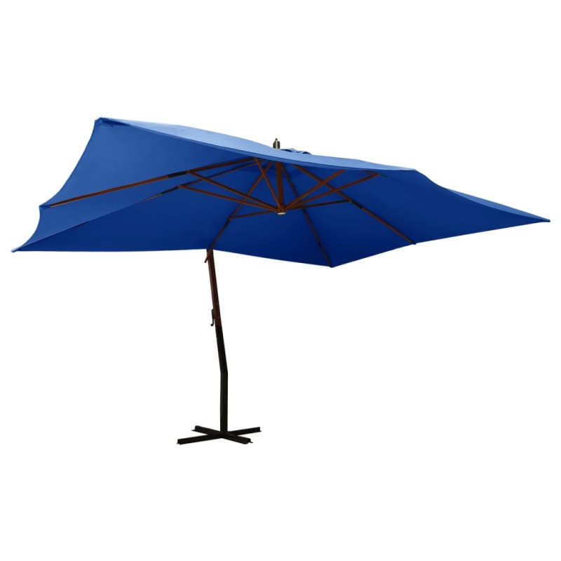 vidaXL Sombrilla voladiza con poste de madera azul 400x300 cm vidaXL Sombrilla voladiza con poste de madera azul 400x300 cm