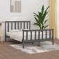 vidaXL Estructura de cama madera maciza gris King Size 150x200 cm vidaXL Estructura de cama madera maciza gris King Size 150x200 cm