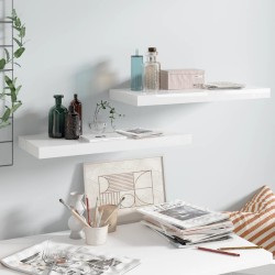 vidaXL Estante flotante de pared 2 uds MDF blanco brillo 60x23,5x3,8cm