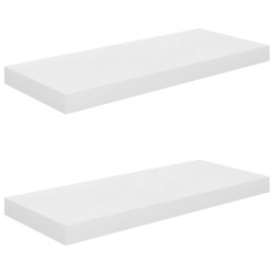 vidaXL Estante flotante de pared 2 uds MDF blanco brillo 60x23,5x3,8cm