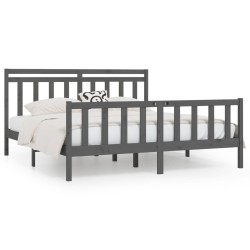 vidaXL Estructura de cama de madera maciza de pino gris 200x200 cm