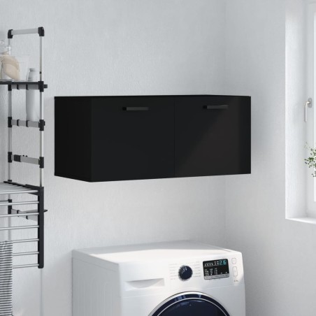 vidaXL Armario de pared madera de ingeniería negro 80x36,5x35 cm