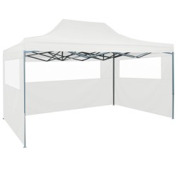 vidaXL Carpa plegable profesional con 3 paredes acero blanco 3x4 m