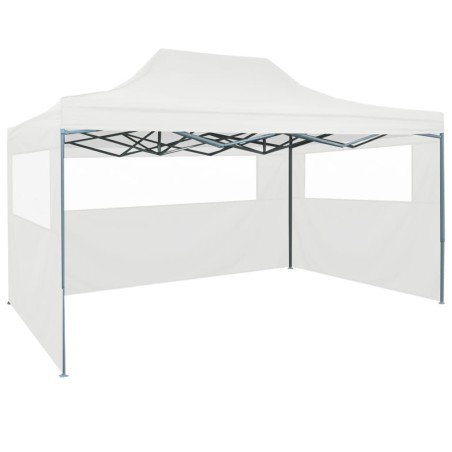 vidaXL Carpa plegable profesional con 3 paredes acero blanco 3x4 m
