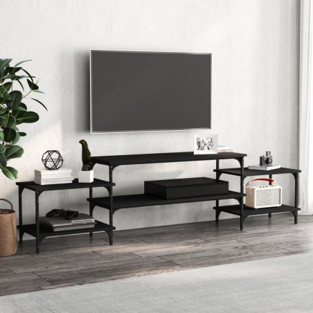 vidaXL Mueble para TV madera contrachapada negro 197x35x52 cm