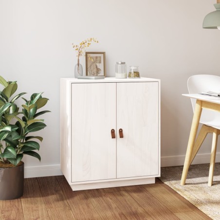 vidaXL Aparador de madera maciza de pino blanco 65,5x40x75 cm