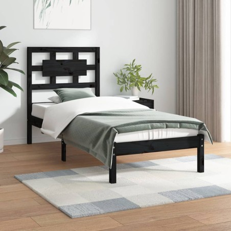 vidaXL Estructura de cama de madera maciza de pino negro 90x200 cm