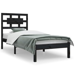 vidaXL Estructura de cama de madera maciza de pino negro 90x200 cm