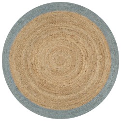 vidaXL Alfombra hecha a mano de yute con borde verde oliva 90 cm