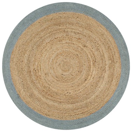 vidaXL Alfombra hecha a mano de yute con borde verde oliva 90 cm