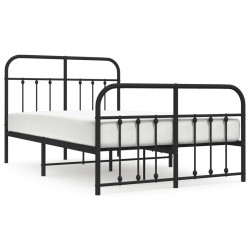 vidaXL Estructura de cama con cabecero y pie metal negro 120x190 cm
