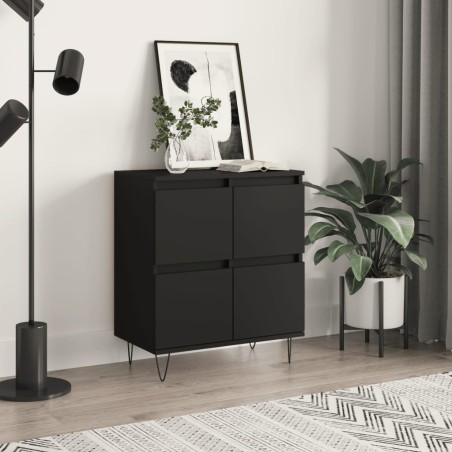 vidaXL Aparador de madera contrachapada negro 60x35x70 cm