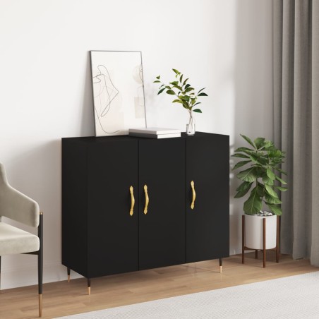 vidaXL Aparador de madera de ingeniería negro 90x34x80 cm