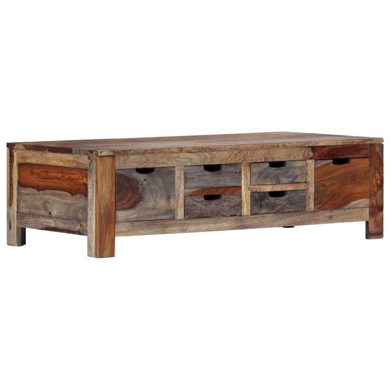 vidaXL Mesa de centro madera maciza de sheesham gris 100x50x30 cm vidaXL Mesa de centro madera maciza de sheesham gris 100x50x30 cm