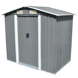 vidaXL Caseta de jardín de metal 204x132x186 cm gris