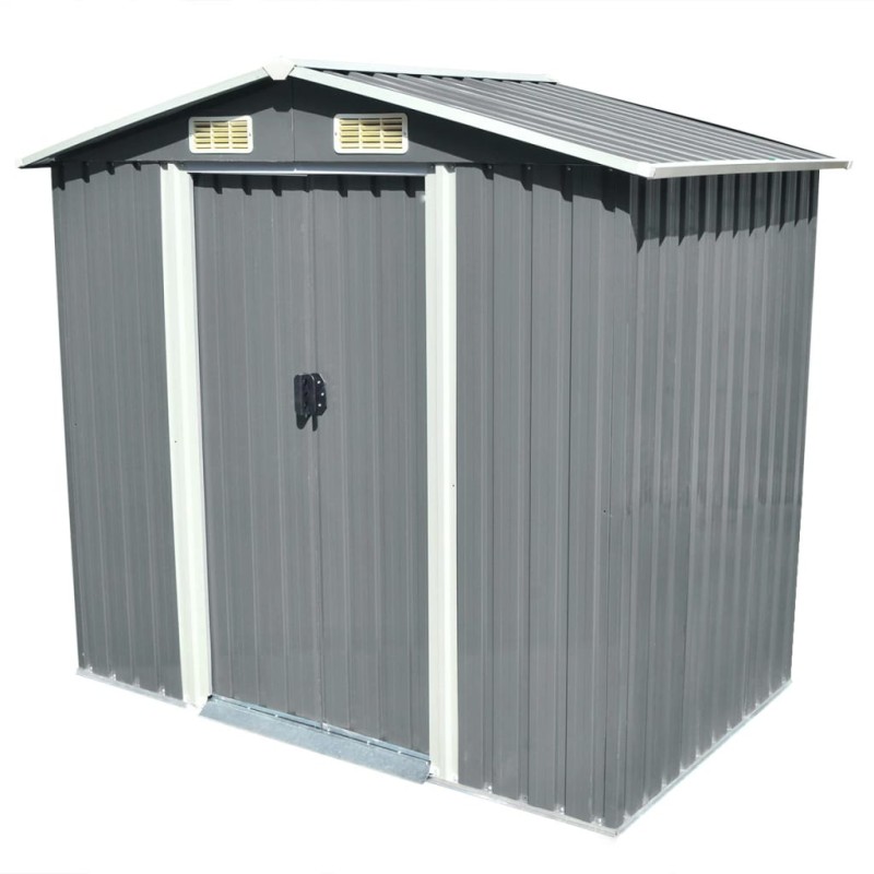 vidaXL Caseta de jardín de metal 204x132x186 cm gris