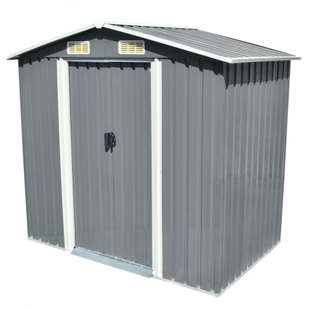 vidaXL Caseta de jardín de metal 204x132x186 cm gris