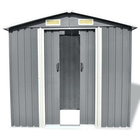 vidaXL Caseta de jardín de metal 204x132x186 cm gris