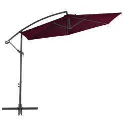vidaXL Sombrilla voladiza con palo de aluminio rojo burdeos 300 cm