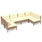 vidaXL Muebles de jardín 6 pzas y cojines madera de pino marrón miel vidaXL Muebles de jardín 6 pzas y cojines madera de pino marrón miel