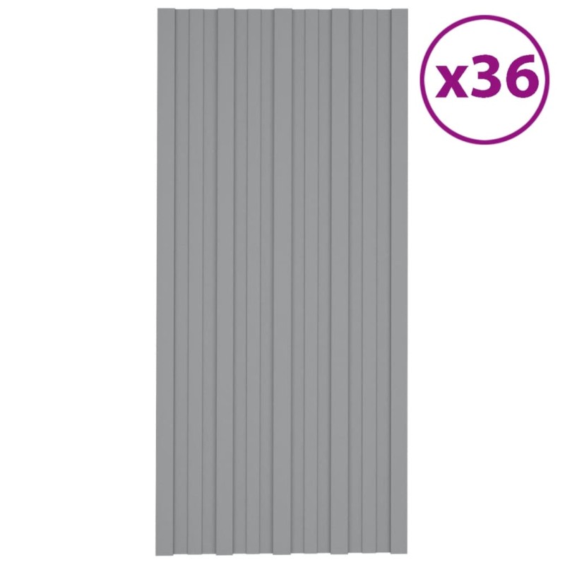 vidaXL Panel para tejado acero galvanizado gris 36 unidades 100x45 cm vidaXL Panel para tejado acero galvanizado gris 36 unidades 100x45 cm