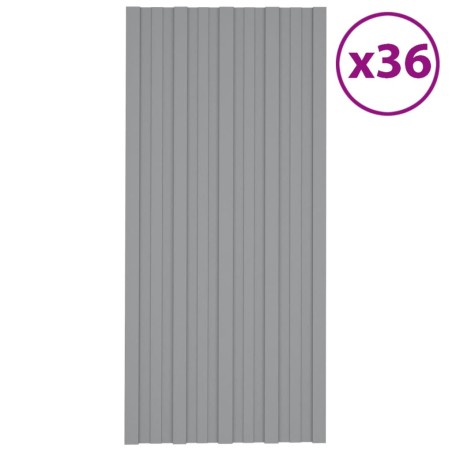 vidaXL Panel para tejado acero galvanizado gris 36 unidades 100x45 cm