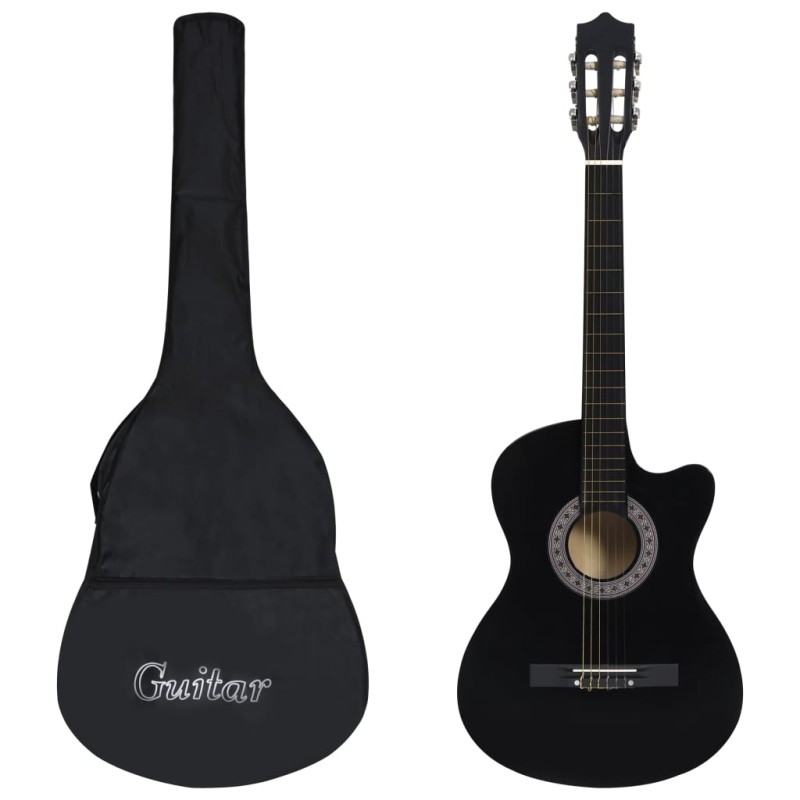vidaXL Set de guitarra clásica occidental 12 pzas 6 cuerdas negra 38" vidaXL Set de guitarra clásica occidental 12 pzas 6 cuerdas negra 38"