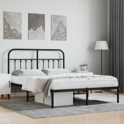 vidaXL Estructura de cama con cabecero metal negro 140x200 cm