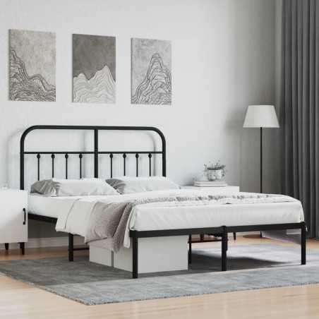 vidaXL Estructura de cama con cabecero metal negro 140x200 cm