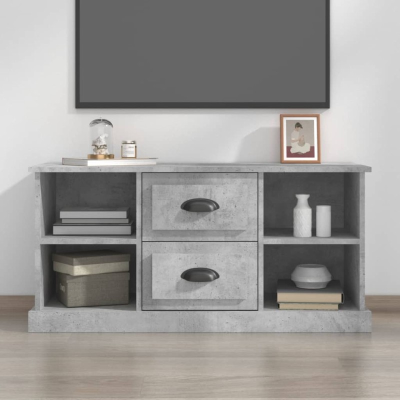 vidaXL Mueble de TV madera contrachapada gris hormigón 99,5x35,5x48 cm vidaXL Mueble de TV madera contrachapada gris hormigón 99,5x35,5x48 cm
