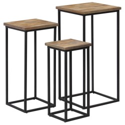 vidaXL Set de mesas para plantas 3 piezas madera teca reciclada