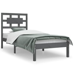vidaXL Estructura de cama madera maciza de pino gris 90x200 cm