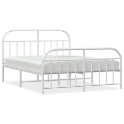 vidaXL Estructura cama metal cabecero y pie de cama blanco 140x190 cm