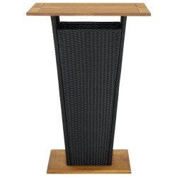 vidaXL Mesa alta ratán sintético y madera de acacia negro 80x80x110 cm