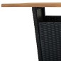 vidaXL Mesa alta ratán sintético y madera de acacia negro 80x80x110 cm