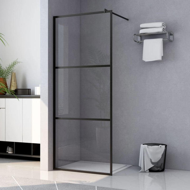 vidaXL Mampara ducha accesible vidrio ESG transparente negro 100x195cm vidaXL Mampara ducha accesible vidrio ESG transparente negro 100x195cm
