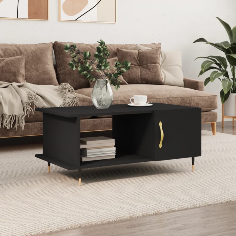 vidaXL Mesa de centro madera contrachapada negro 90x50x40 cm vidaXL Mesa de centro madera contrachapada negro 90x50x40 cm